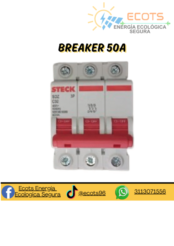 Breakers Termomagnéticos 50A– Protección Confiable para tu Sistema Eléctrico (copia)